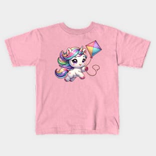 Kite Flying Unicorn Kids T-Shirt